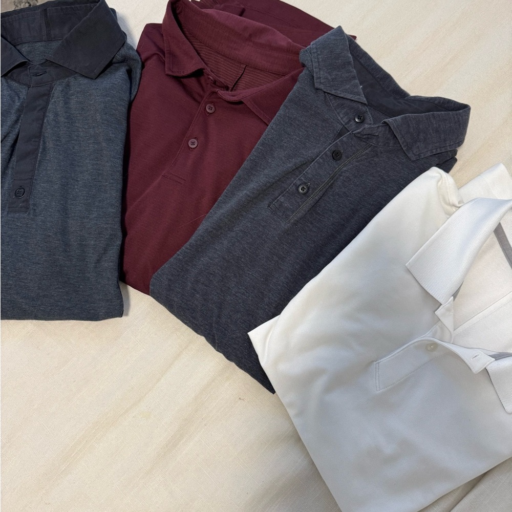Set of 4 Lululemon Men's Polo’s Shirt Set - Gray, Burgundy, White